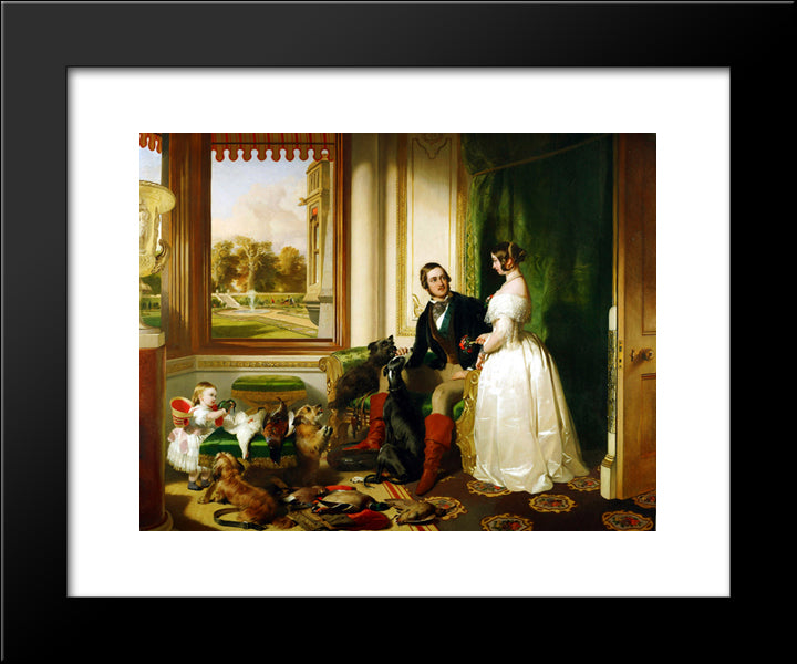 Queen Victoria And Prince Albert At Home At Windsor Castle In Berkshire, England 20x24 Black Modern Wood Framed Art Print Poster by Landseer, Edwin Henry