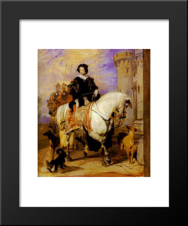 Queen Victoria On Horseback 20x24 Black Modern Wood Framed Art Print Poster by Landseer, Edwin Henry