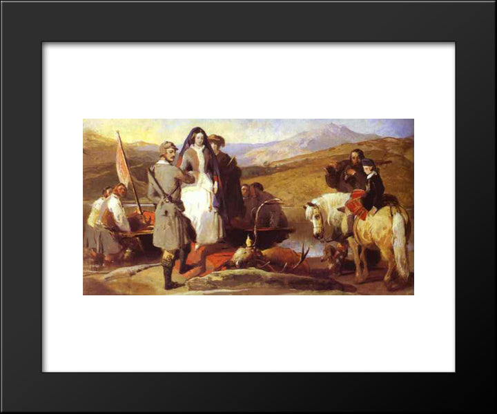 Royal Sports On Hill And Loch 20x24 Black Modern Wood Framed Art Print Poster by Landseer, Edwin Henry