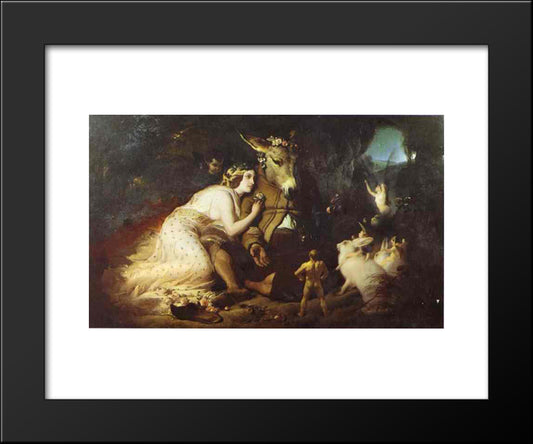 Scene From A Midsummer Night'S Dream, Titania And Bottom 20x24 Black Modern Wood Framed Art Print Poster by Landseer, Edwin Henry