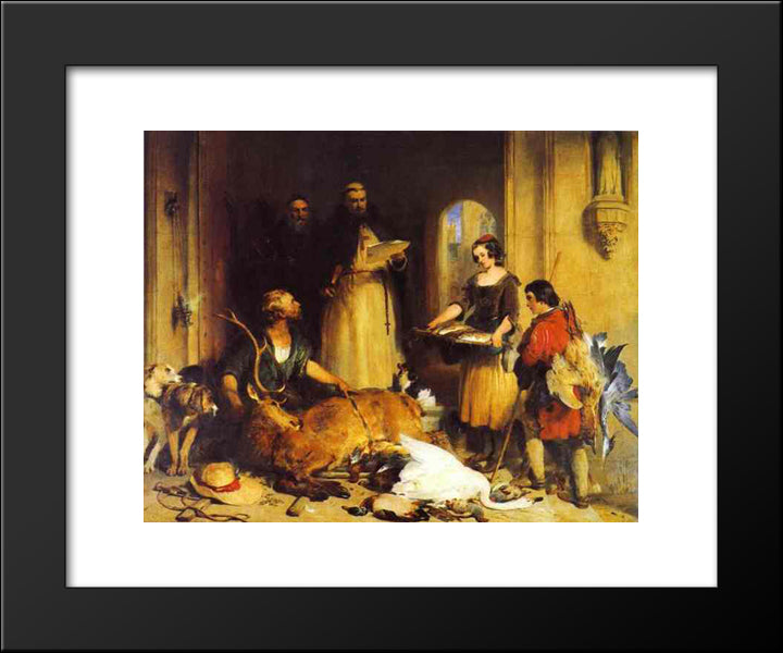 Scene In The Olden Time At Bolton Abbey 20x24 Black Modern Wood Framed Art Print Poster by Landseer, Edwin Henry