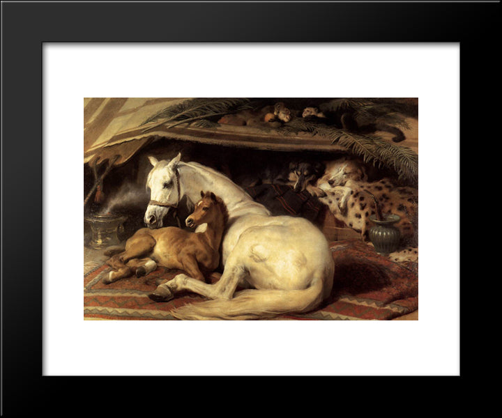 The Arab Tent 20x24 Black Modern Wood Framed Art Print Poster by Landseer, Edwin Henry