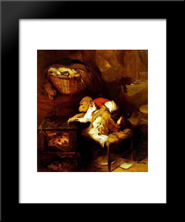 The Cat'S Paw 20x24 Black Modern Wood Framed Art Print Poster by Landseer, Edwin Henry