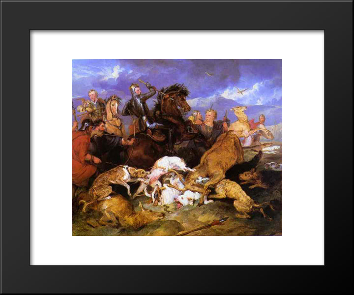 The Hunting Of Chevy Chase 20x24 Black Modern Wood Framed Art Print Poster by Landseer, Edwin Henry