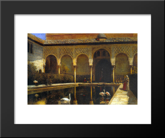 A Court In The Alhambra 20x24 Black Modern Wood Framed Art Print Poster by Weeks, Edwin Lord