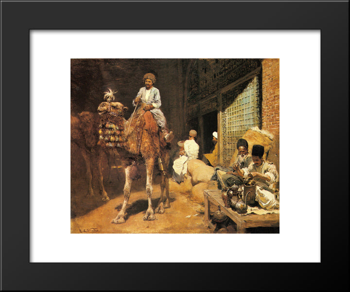 A Marketplace In Ispahan 20x24 Black Modern Wood Framed Art Print Poster by Weeks, Edwin Lord