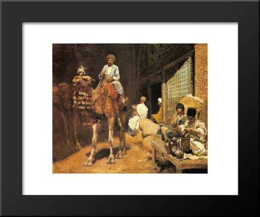 A Marketplace In Ispahan 20x24 Black Modern Wood Framed Art Print Poster by Weeks, Edwin Lord