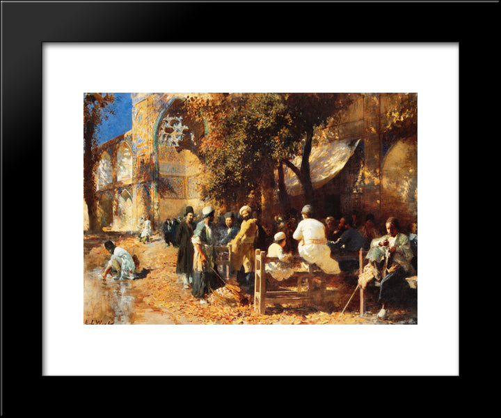 A Persian Cafe 20x24 Black Modern Wood Framed Art Print Poster by Weeks, Edwin Lord