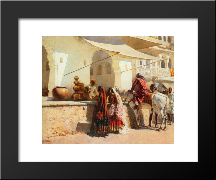 A Street Market Scene, India 20x24 Black Modern Wood Framed Art Print Poster by Weeks, Edwin Lord