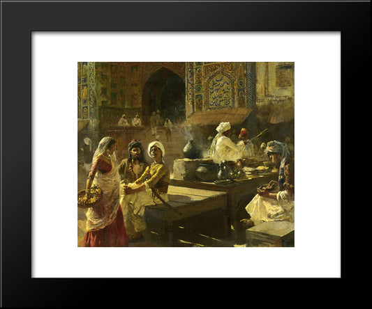 An Open Air Kitchen, Lahore, India 20x24 Black Modern Wood Framed Art Print Poster by Weeks, Edwin Lord