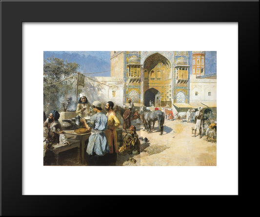 An Open Air Restaurant, Lahore 20x24 Black Modern Wood Framed Art Print Poster by Weeks, Edwin Lord