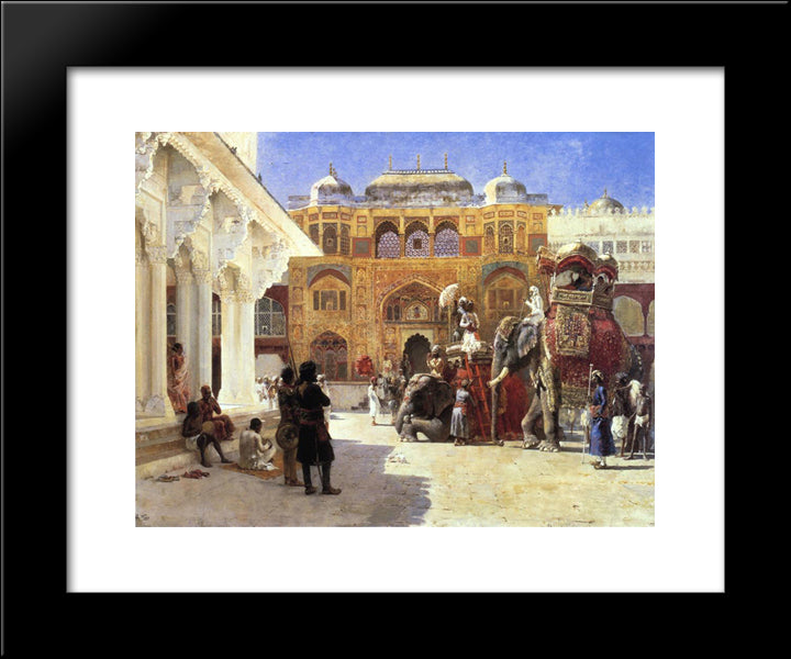 Arrival Of Prince Humbert, The Rahaj, At The Palace Of Amber 20x24 Black Modern Wood Framed Art Print Poster by Weeks, Edwin Lord