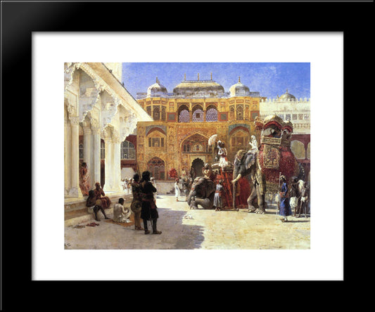 Arrival Of Prince Humbert, The Rahaj, At The Palace Of Amber 20x24 Black Modern Wood Framed Art Print Poster by Weeks, Edwin Lord