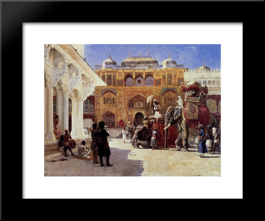 Arrival Of Prince Humbert, The Rajah, At The Palace Of Amber 20x24 Black Modern Wood Framed Art Print Poster by Weeks, Edwin Lord