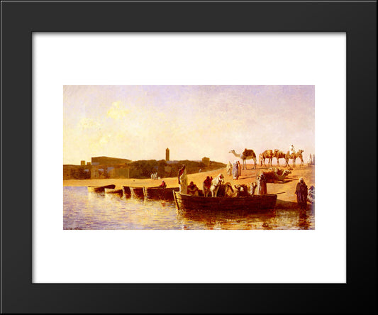 At The River Crossing 20x24 Black Modern Wood Framed Art Print Poster by Weeks, Edwin Lord
