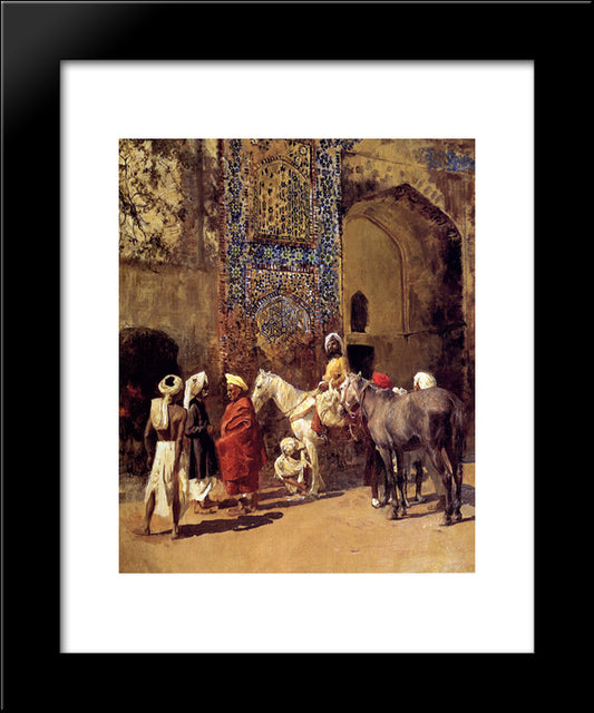 Blue Tiled Mosque At Delhi, India 20x24 Black Modern Wood Framed Art Print Poster by Weeks, Edwin Lord