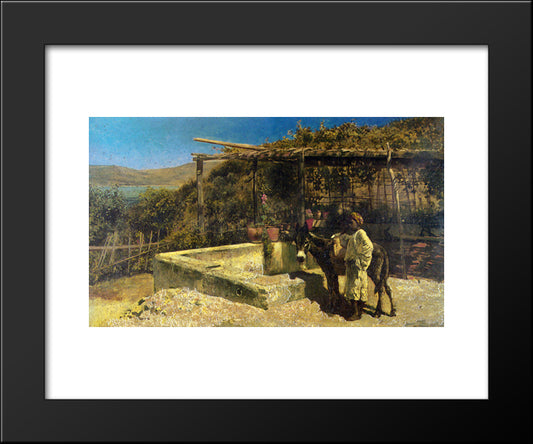 By The Well 20x24 Black Modern Wood Framed Art Print Poster by Weeks, Edwin Lord