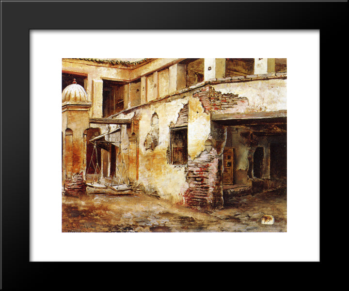 Courtyard In Morocco 20x24 Black Modern Wood Framed Art Print Poster by Weeks, Edwin Lord