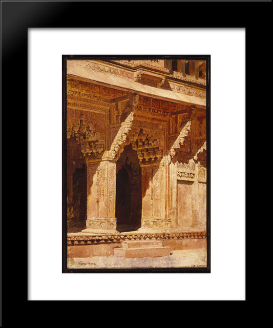 Curiously Wrought Red Sandstone Arches, Fort Agra, India 20x24 Black Modern Wood Framed Art Print Poster by Weeks, Edwin Lord