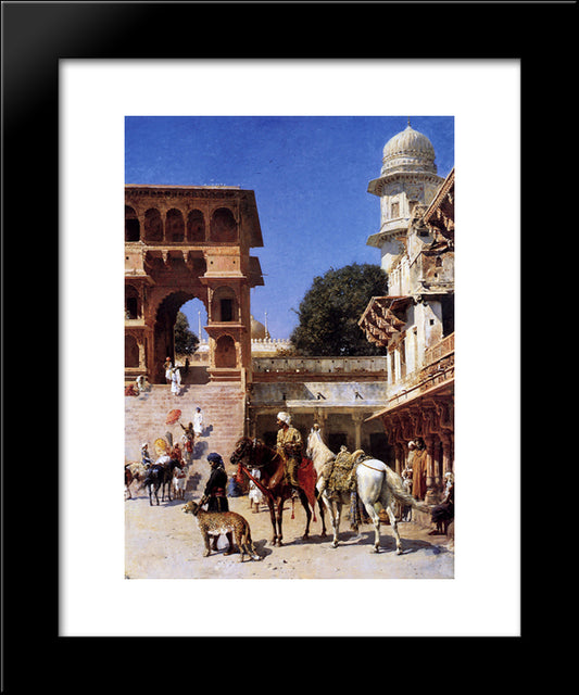 Departure For The Hunt 20x24 Black Modern Wood Framed Art Print Poster by Weeks, Edwin Lord
