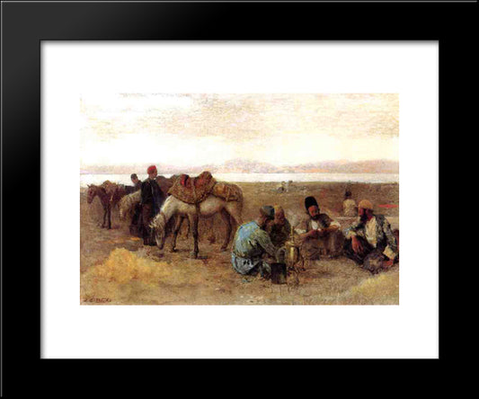 Early Morning By Lake Urumiyah, Persia 20x24 Black Modern Wood Framed Art Print Poster by Weeks, Edwin Lord