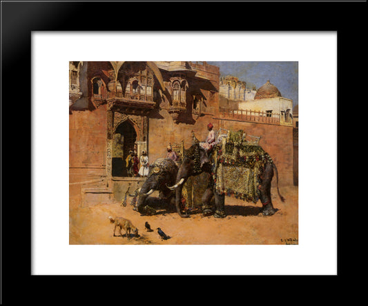 Elephants At The Palace Of Jodhpore 20x24 Black Modern Wood Framed Art Print Poster by Weeks, Edwin Lord