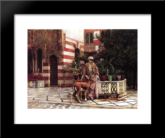 Girl In A Moorish Courtyard 20x24 Black Modern Wood Framed Art Print Poster by Weeks, Edwin Lord