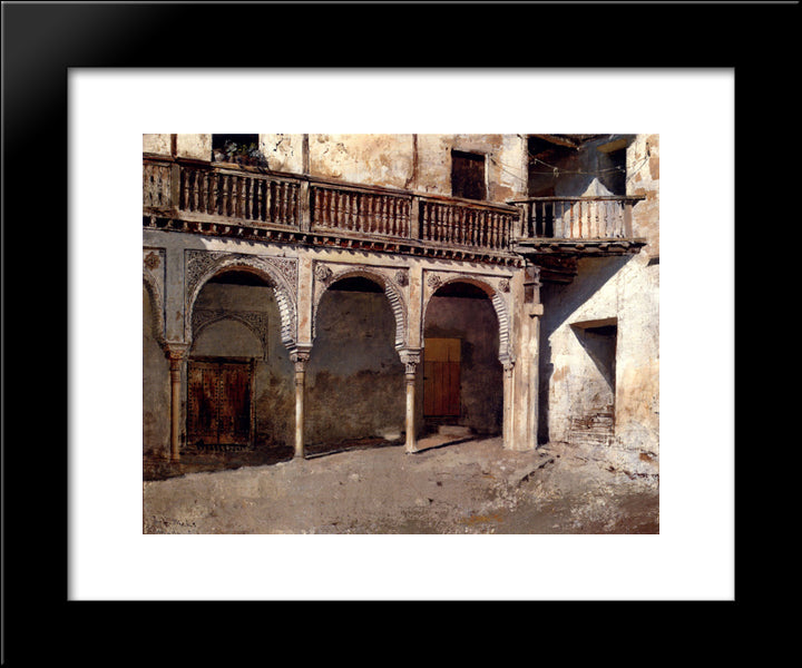 Granada Courtyard 20x24 Black Modern Wood Framed Art Print Poster by Weeks, Edwin Lord