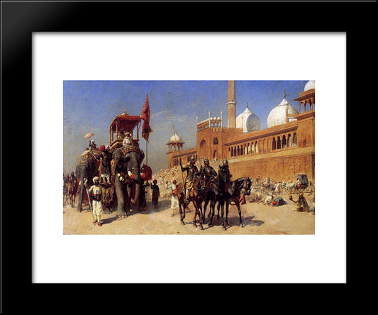 Great Mogul And His Court Returning From The Great Mosque At Delhi, India 20x24 Black Modern Wood Framed Art Print Poster by Weeks, Edwin Lord