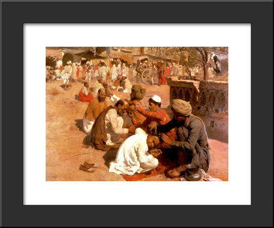 Indian Barbers Saharanpore 20x24 Black Modern Wood Framed Art Print Poster by Weeks, Edwin Lord