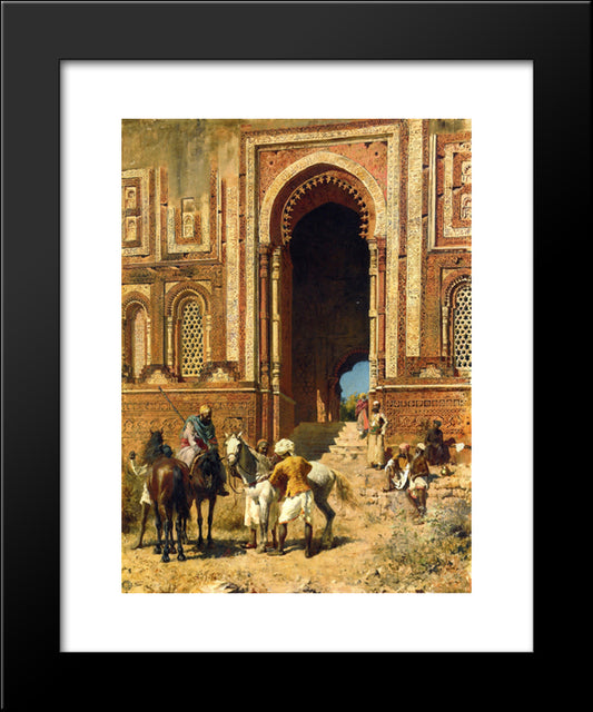 Indian Horsemen At The Gateway Of Alah Ou Din, Old Delhi 20x24 Black Modern Wood Framed Art Print Poster by Weeks, Edwin Lord