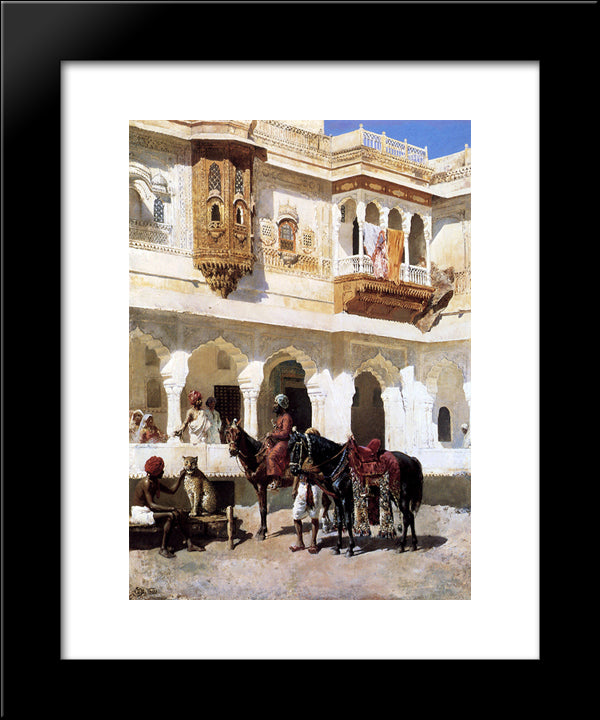 Leaving For The Hunt 20x24 Black Modern Wood Framed Art Print Poster by Weeks, Edwin Lord