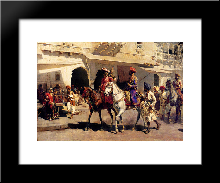 Leaving For The Hunt At Gwalior 20x24 Black Modern Wood Framed Art Print Poster by Weeks, Edwin Lord