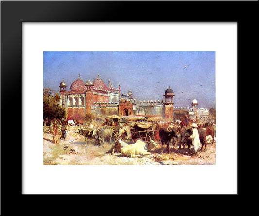 Market Place At Agra 20x24 Black Modern Wood Framed Art Print Poster by Weeks, Edwin Lord