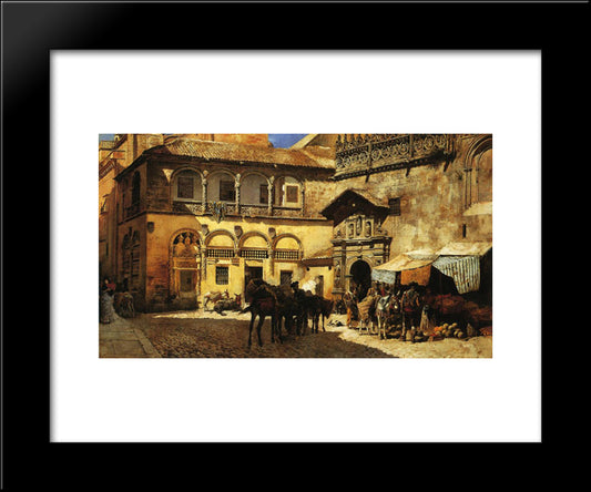 Market Square In Front Of The Sacristy And Doorway Of The Cathedral, Granada 20x24 Black Modern Wood Framed Art Print Poster by Weeks, Edwin Lord