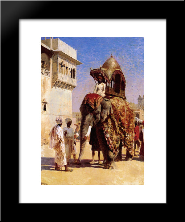 Mogul'S Elephant 20x24 Black Modern Wood Framed Art Print Poster by Weeks, Edwin Lord