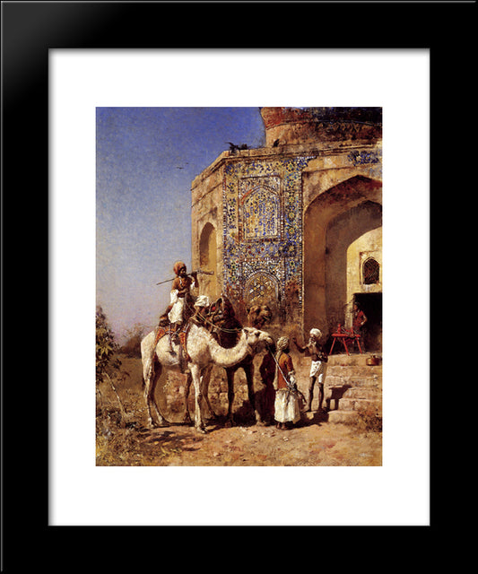 Old Blue Tiled Mosque, Outside Of Delhi, India 20x24 Black Modern Wood Framed Art Print Poster by Weeks, Edwin Lord