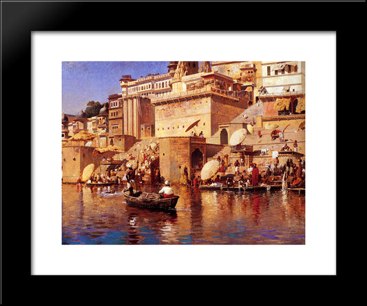 On The River Benares 20x24 Black Modern Wood Framed Art Print Poster by Weeks, Edwin Lord