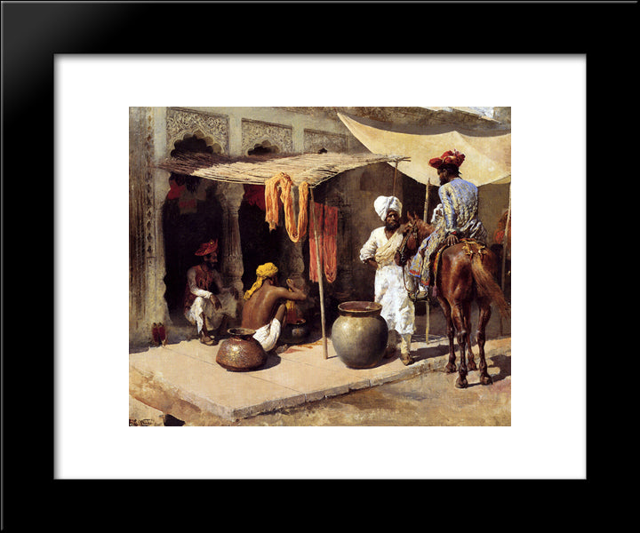 Outside An Indian Dye House 20x24 Black Modern Wood Framed Art Print Poster by Weeks, Edwin Lord