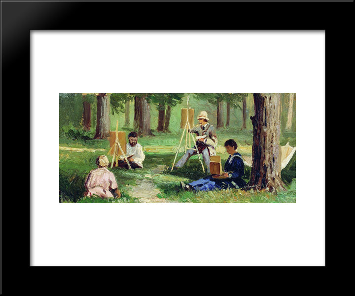 Artists In The Open Air 20x24 Black Modern Wood Framed Art Print Poster by Volkov, Efim