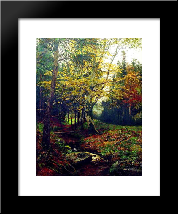 Creek In The Woods 20x24 Black Modern Wood Framed Art Print Poster by Volkov, Efim