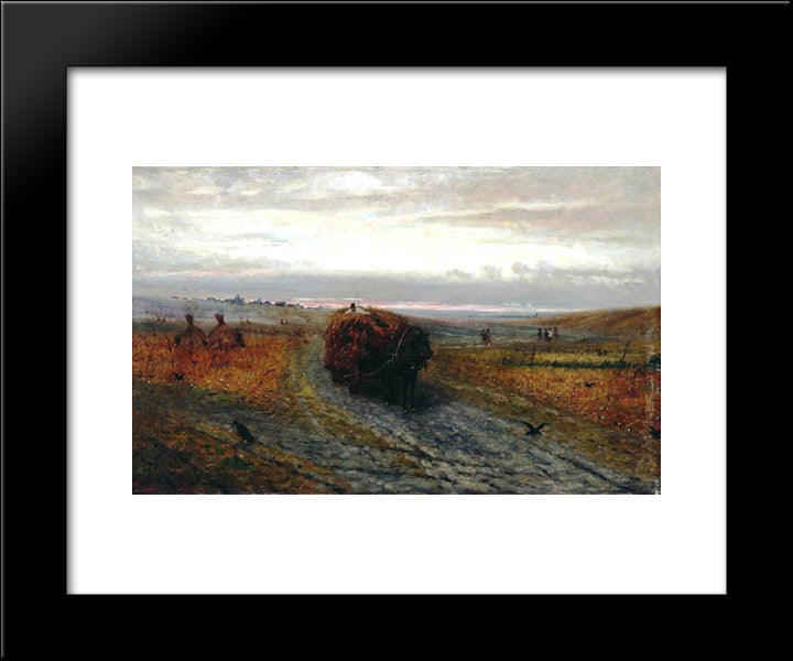 During Haying 20x24 Black Modern Wood Framed Art Print Poster by Volkov, Efim