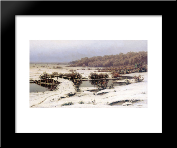 First Snow 20x24 Black Modern Wood Framed Art Print Poster by Volkov, Efim