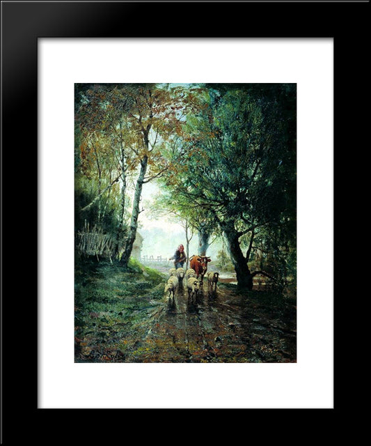 Grazing 20x24 Black Modern Wood Framed Art Print Poster by Volkov, Efim