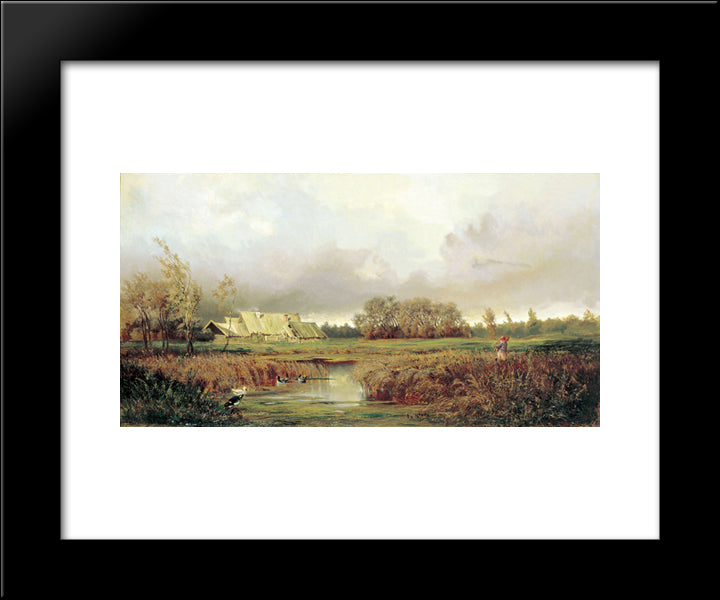 Marsh In Autumn 20x24 Black Modern Wood Framed Art Print Poster by Volkov, Efim