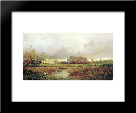 Marsh In Autumn 20x24 Black Modern Wood Framed Art Print Poster by Volkov, Efim
