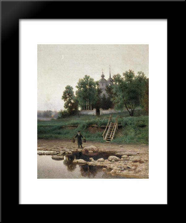 Near The Monastery 20x24 Black Modern Wood Framed Art Print Poster by Volkov, Efim
