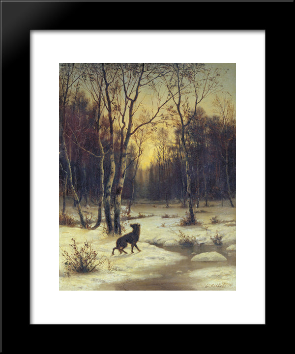 Winter Landscape 20x24 Black Modern Wood Framed Art Print Poster by Volkov, Efim