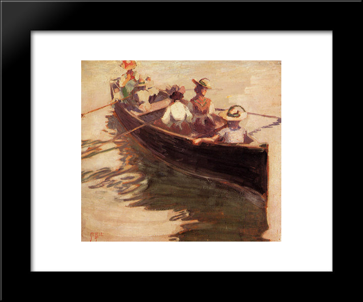 Boating 20x24 Black Modern Wood Framed Art Print Poster by Schiele, Egon