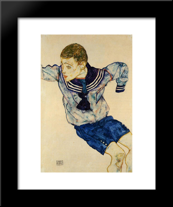 Boy In A Sailor Suit 20x24 Black Modern Wood Framed Art Print Poster by Schiele, Egon